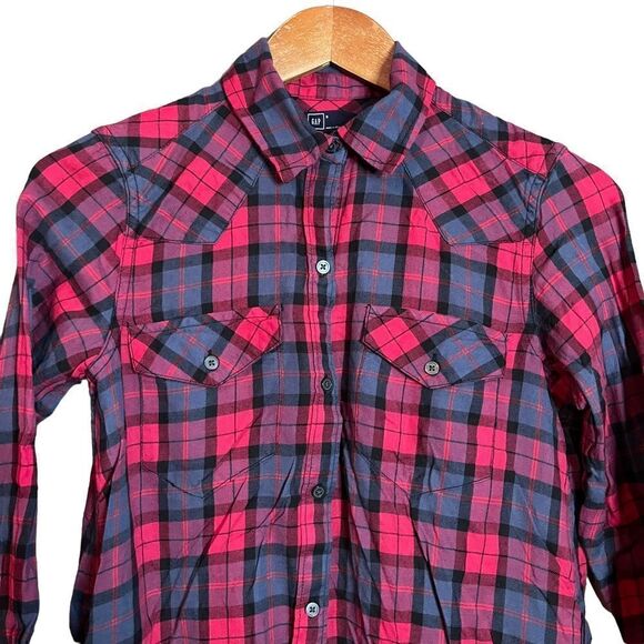 Gap western plaid belted shirt dress. Size small - Picture 2 of 11